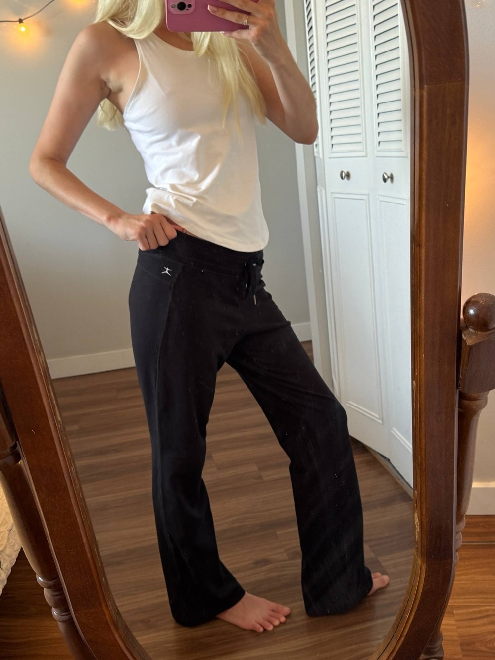 Y2K Yoga Style Black Wide-Leg Drawstring Lounge Pants